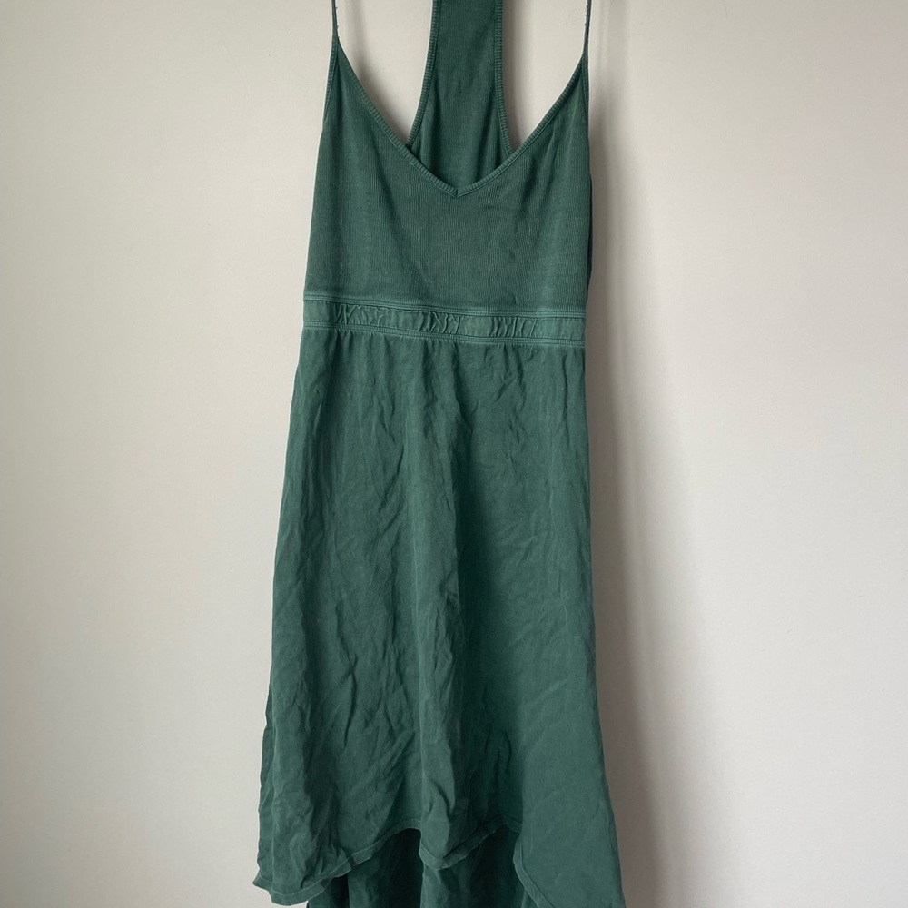 Anthropologie Daily Practice 100% cotton Green Racerback hi-lo dress size Small